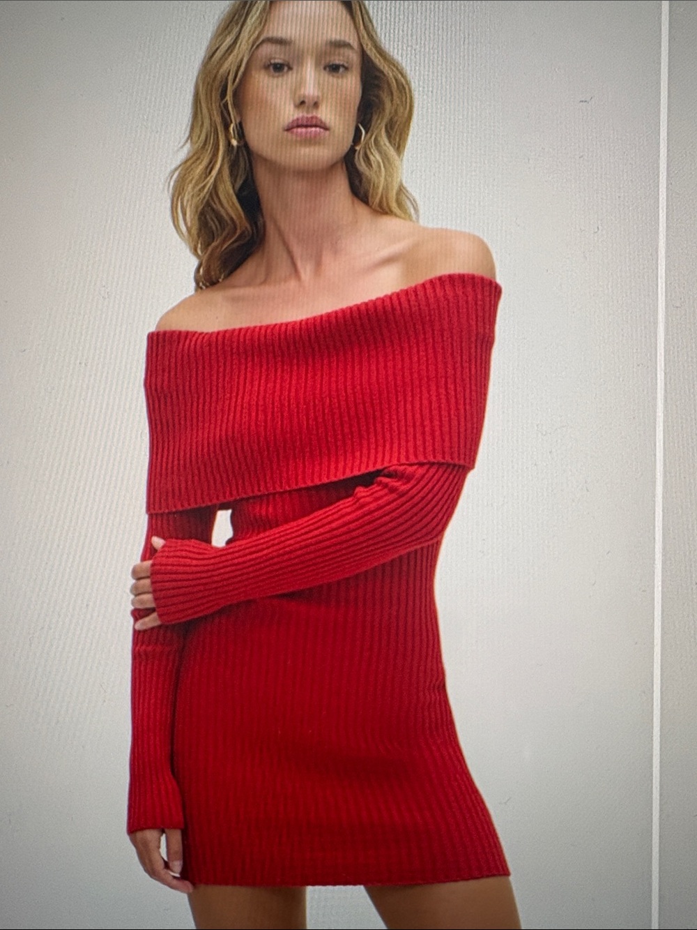 Frankies Bikinis off shoulder sweater dress